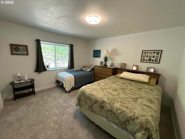 bedroom with carpet floors and baseboards