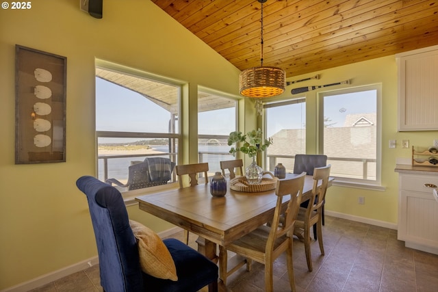 962 SW Waziyata Ave, Waldport, OR 97394 - tiled dining space with wooden ceiling and vaulted ceiling