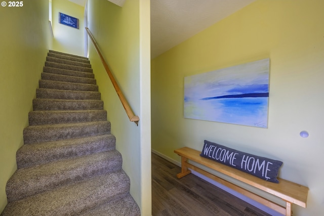 962 SW Waziyata Ave, Waldport, OR 97394 - staircase featuring wood finished floors