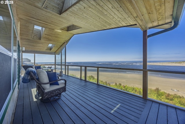 962 SW Waziyata Ave, Waldport, OR 97394 - wooden terrace with view of water and beach