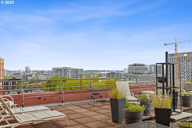 view of patio / terrace with a city view and a balcony
