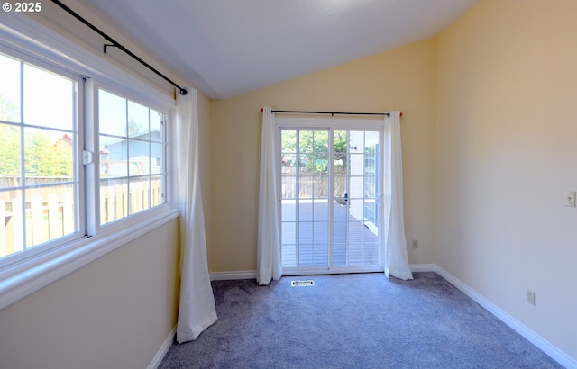 2525 Pine St, Seaside, OR 97138 - carpeted spare room featuring vaulted ceiling and baseboards