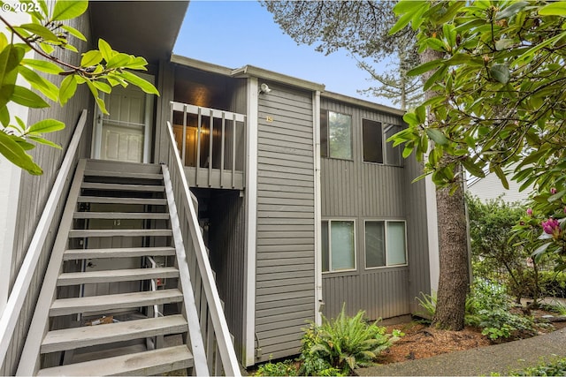 exterior space featuring stairway