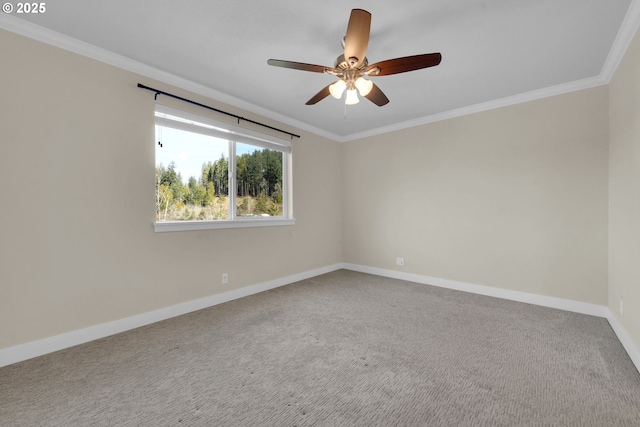 empty room with baseboards and crown molding