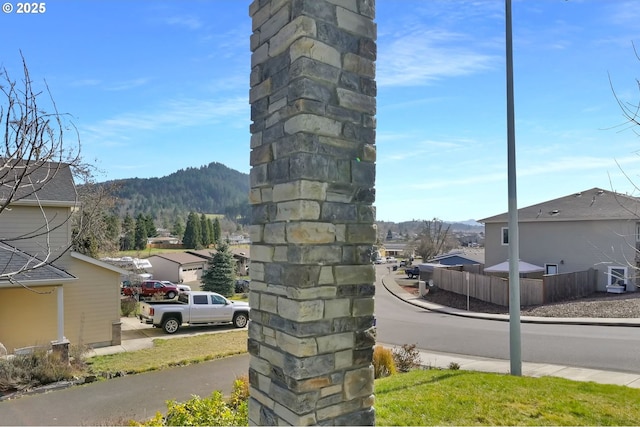 exterior space featuring a mountain view