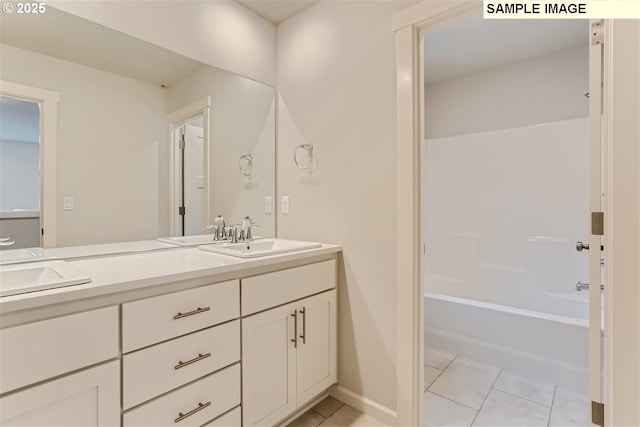 949 Legacy St, Eugene, OR 97402 - full bath with tile patterned flooring, double vanity, and  shower combination