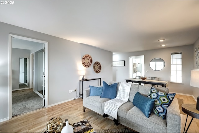 living room featuring light hardwood / wood-style flooring