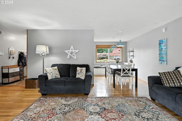 2112 SE 148th Pl, Portland, OR 97233 - living room featuring light wood-type flooring and a textured ceiling