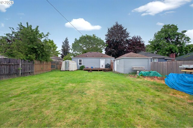 view of yard with a deck
