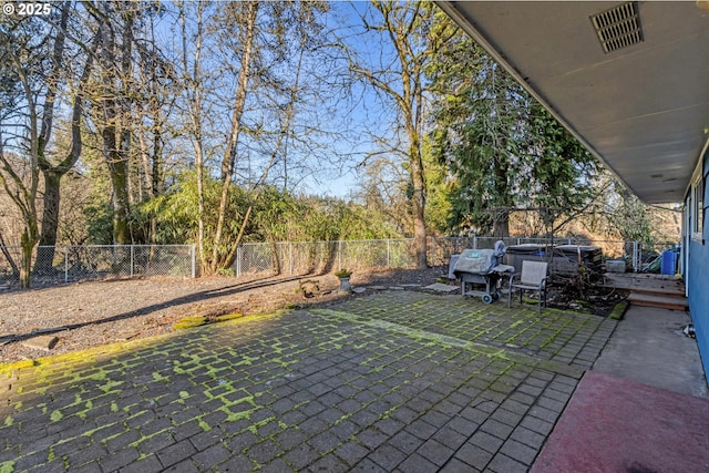 view of patio with a hot tub