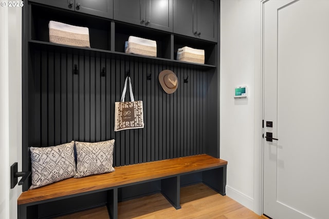 14410 Uplands Dr, Lake Oswego, OR 97034 - mudroom featuring baseboards and light wood-style flooring