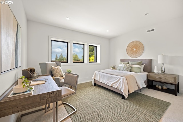 14410 Uplands Dr, Lake Oswego, OR 97034 - carpeted bedroom with an office area, recessed lighting, and baseboards