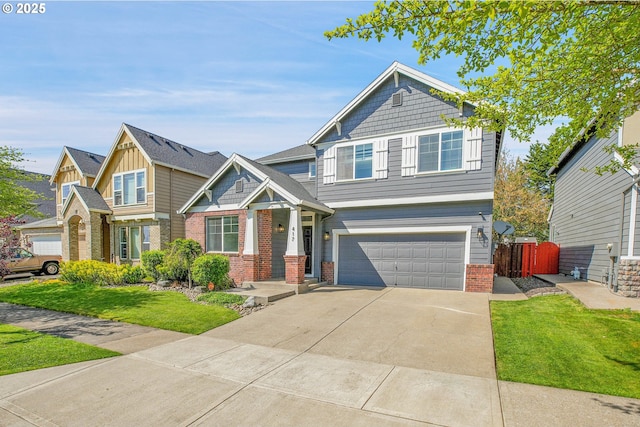 417 W Kemper Crest Dr, Newberg, OR 97132 - craftsman inspired home with brick siding, an attached garage, and driveway