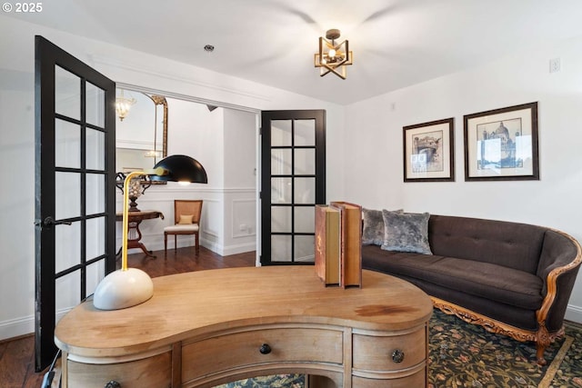 8014 SE Middle Way, Vancouver, WA 98664 - office with french doors, wood finished floors, and a chandelier
