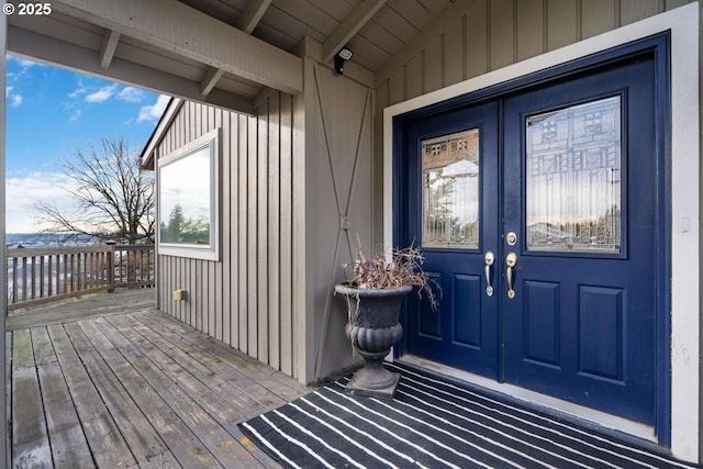 8014 SE Middle Way, Vancouver, WA 98664 - property entrance with french doors and a wooden deck