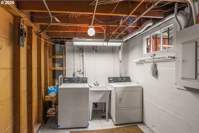 6945 SW 7th Ave, Portland, OR 97219 - laundry area featuring washing machine and dryer and electric panel