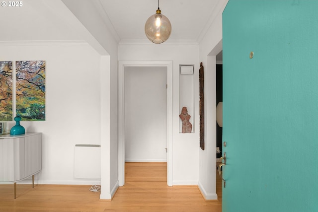 6945 SW 7th Ave, Portland, OR 97219 - corridor with light wood finished floors and ornamental molding
