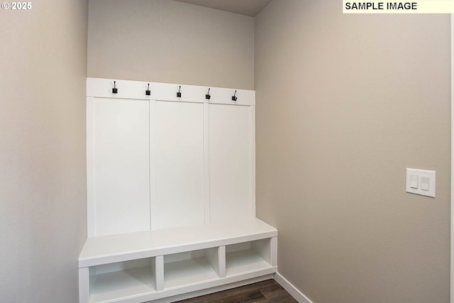 mudroom with dark hardwood / wood-style flooring