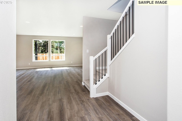 interior space with dark wood-type flooring