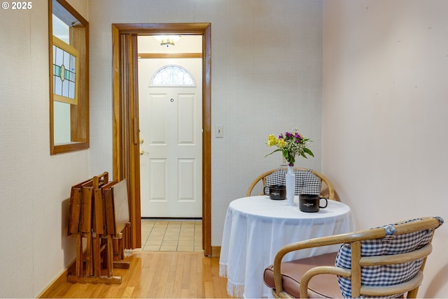 entryway featuring light hardwood / wood-style flooring