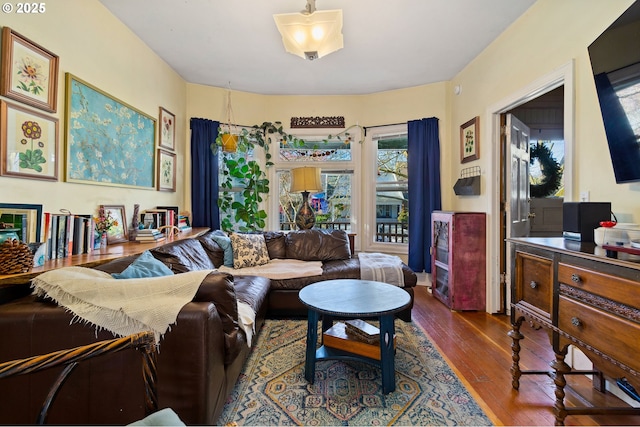 living area with wood finished floors