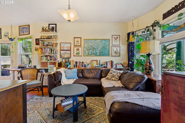 living area featuring wood finished floors