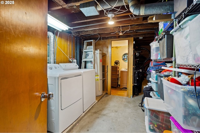 unfinished below grade area with separate washer and dryer and gas water heater