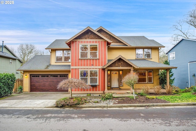 craftsman house featuring a garage and a porch