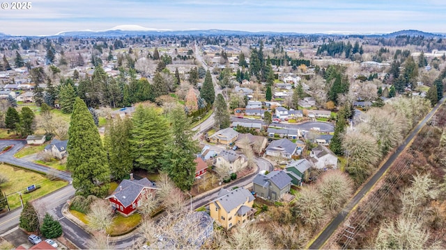 birds eye view of property featuring a residential view and a mountain view