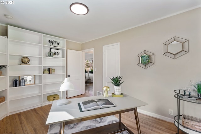 8075 SW Valley View Ct, Portland, OR 97225 - office area with healthy amount of natural light, light wood finished floors, and ornamental molding