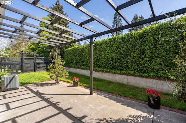 8075 SW Valley View Ct, Portland, OR 97225 - rear view of property with a pergola, a chimney, a patio, and a shingled roof