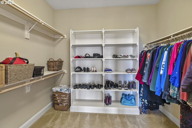 walk in closet featuring carpet