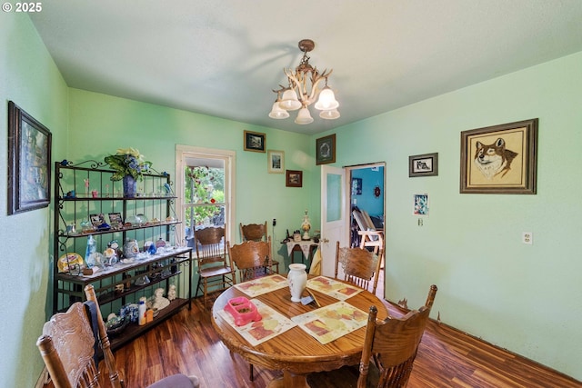 51014 Dement Creek Rd, Myrtle Point, OR 97458 - dining room with a chandelier and wood finished floors