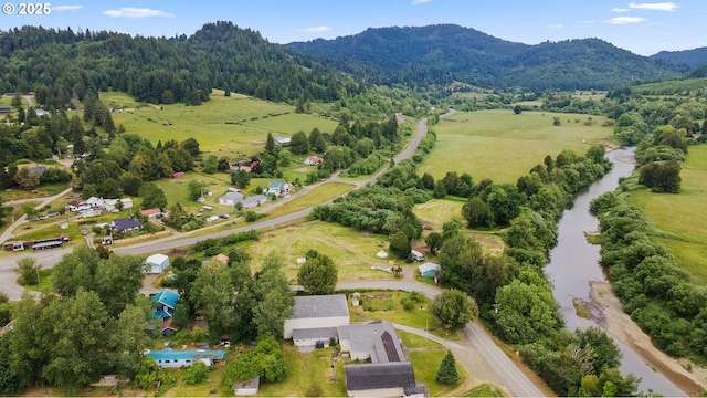 51014 Dement Creek Rd, Myrtle Point, OR 97458 - aerial view of property and surrounding area with a mountain backdrop and a forest