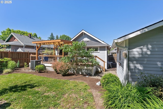 4604 SE 30th Ave, Portland, OR 97202 - back of property with a deck and central AC unit