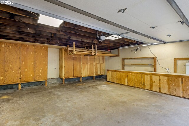 garage with a garage door opener