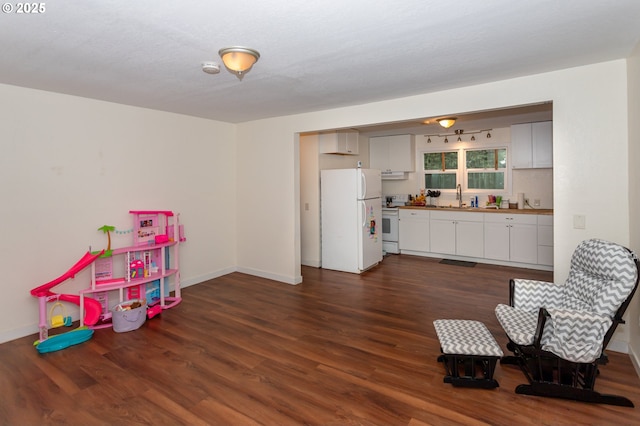 166 Iowa St, Eugene, OR 97402 - recreation room featuring a sink and dark wood-style flooring