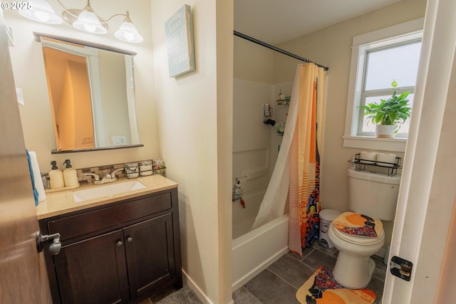1727 E Washington Ave, Cottage Grove, OR 97424 - bathroom with vanity, shower / bath combo with shower curtain, and tile patterned floors