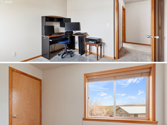 office area with baseboards and carpet floors