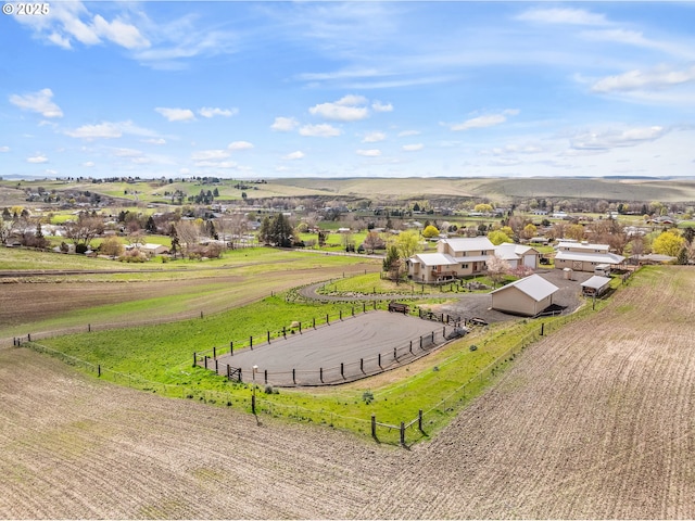 drone / aerial view with a rural view