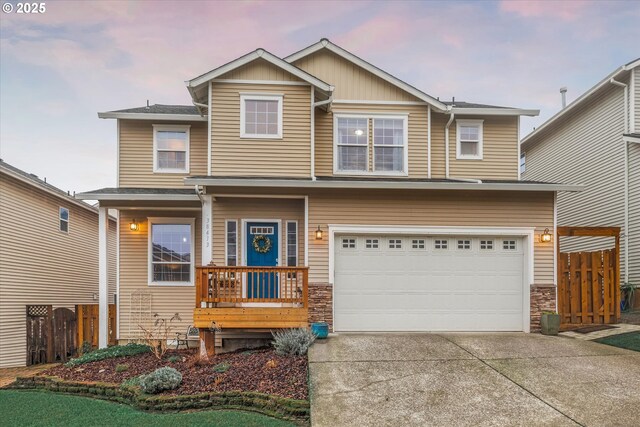 view of front of home with a garage