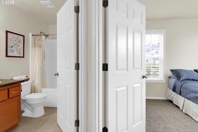 bedroom featuring visible vents and light tile patterned floors