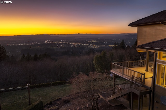 exterior space featuring a mountain view