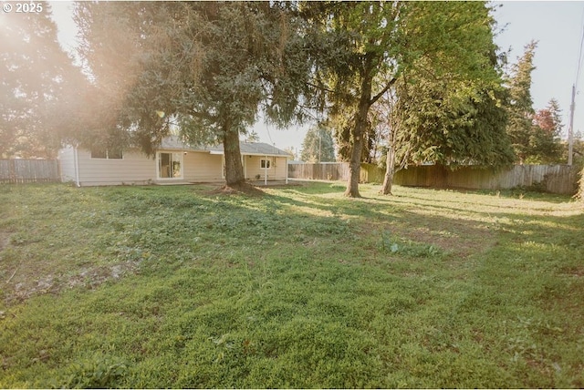 view of yard featuring a fenced backyard