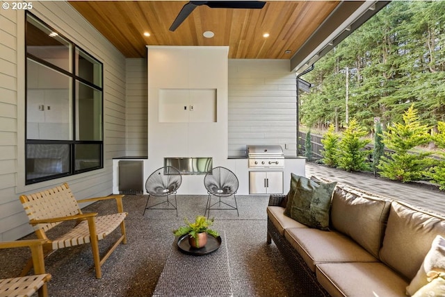 NE 43rd Cir Lot 1, Camas, WA 98607 - view of patio with an outdoor hangout area, grilling area, and a ceiling fan
