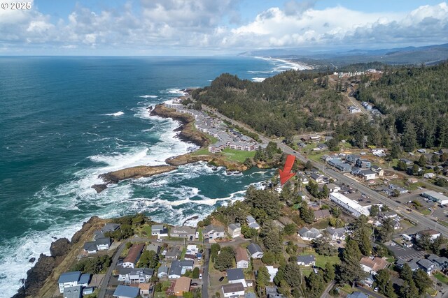 45 NW Harney St, Depoe Bay, OR 97341 - aerial overview of property's location featuring a nearby body of water and nearby suburban area