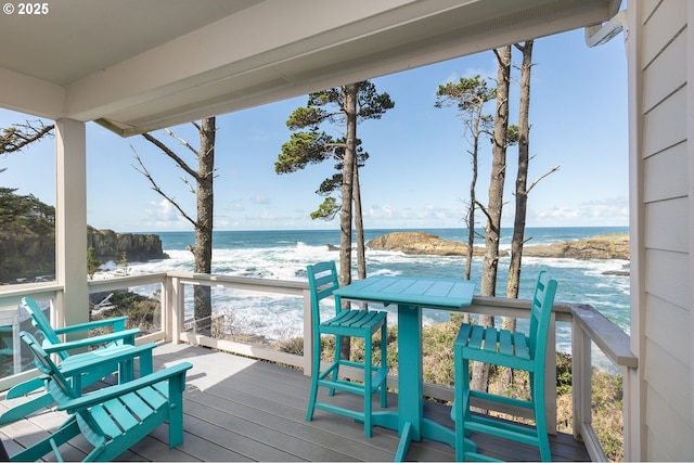 45 NW Harney St, Depoe Bay, OR 97341 - wooden terrace with view of water and beach
