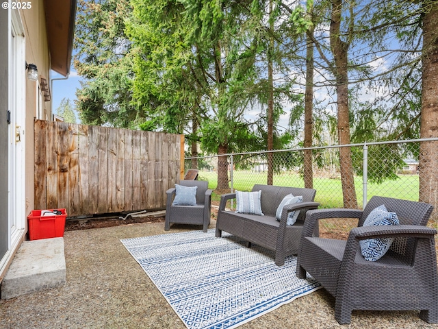 exterior space with an outdoor hangout area