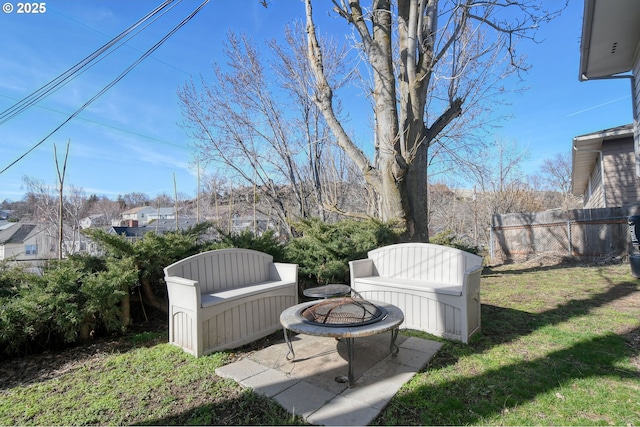 view of yard featuring a patio area and fence