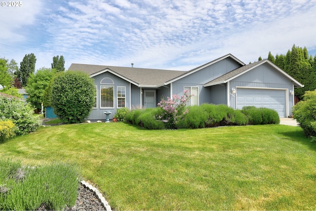 640 Sherman Dr, The Dalles, OR 97058 - ranch-style home with an attached garage, a front lawn, and a shingled roof